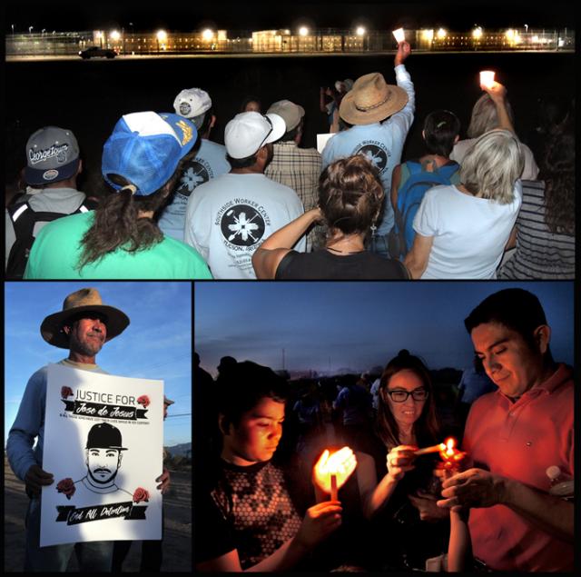 Protesters outside the Eloy Detention Center near Phoenix. (All photos by John Grant)